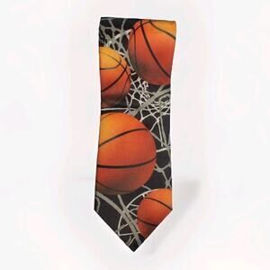 Signed RALPH MARLIN 2000 JUST BALLS BASKETBALL ZONE NeckTie Linda J Luna Art 57"